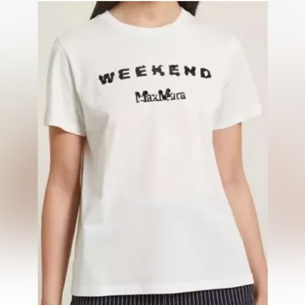 Weekend Max Mara Label-cut T-shirt Logo Printed with Sequins Sz: Spring/Summer